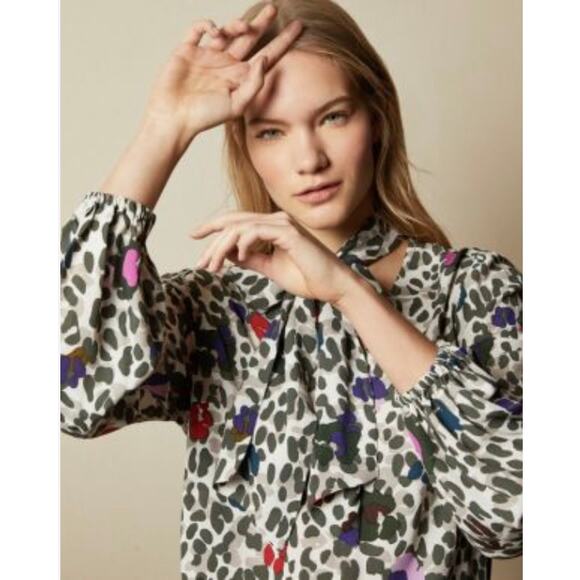 Ted Baker Charia Wilderness Tie Neck Blouse - Picture 2 of 13